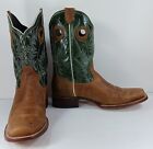 J.B. Dillon cowboy boots mens 12 D green & brown leather western square toe