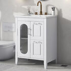 New Listing24'' Bathroom Vanity w/ Ceramic Sink, Freestanding Vanity Cabinet, 2 Drawers