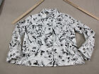 Chicos Jacket Womens 2 Large White Black Silver Glitter Ostrich Feather Print