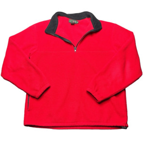 Vintage J Crew Men’s M MADE IN USA Fleece 1/4 Zip Red Pullover Preppy
