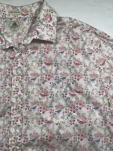 Kennington California Short Sleeve Button Shirt Mens XXL Bird/Berries Print