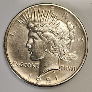 1921-P Peace Silver Dollar High Relief $1 in AU Condition in Capsule