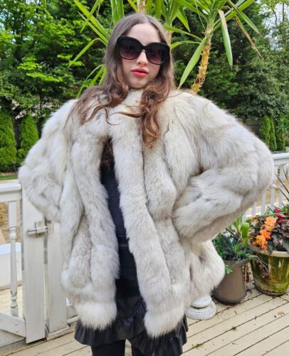 Silver Fox fur coat S