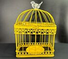 Yellow Bird Cage Decor Lantern Decorative Candle Holder Metal Clear Canary Top