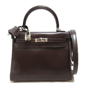 HERMES Kelly 25 Handbag 2way Box calf leather Brown chocolate Used Women J SHW