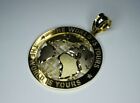 10K Solid Yellow Gold The World Is Yours Globe Pendant 6 sizes