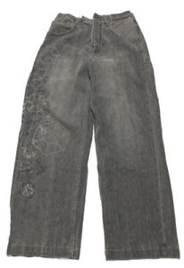 Southpole Denim Jeans Men 32x30 Black Embroidery Y2K Vintage Grunge W7