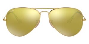 Ray-Ban Aviator Metal Sunglasses RB3025 112/93 Gold Pilot Yellow Mirrored Flash