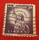 RARE 3 CENT LIBERTY US POSTAGE STAMP USED PURPLE LADY STATUE OF LIBERTY