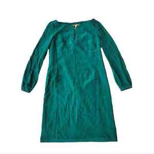 Tory Burch Kathy Long Sleeve Silk Dress Emerald Green 4