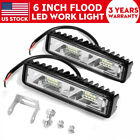 2x 6inch 48W LED Work Light Bar Flood Fog Lamp Offroad Driving Truck SUV ATV