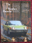 1973 Porsche 914 Print Ad ~ The WEATHER Porsche Green Neither Rain, Sleet, Gloom