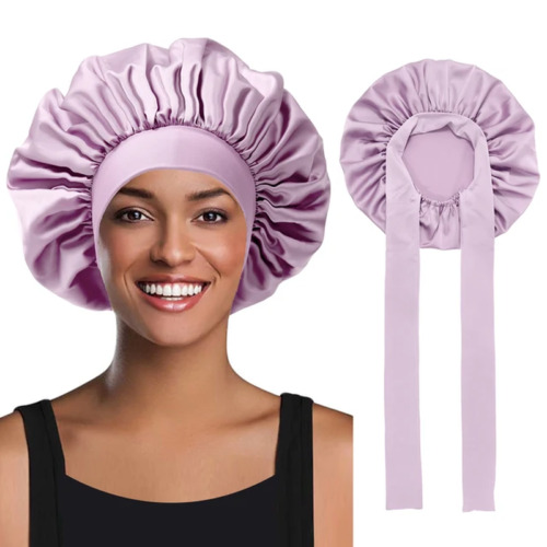 Adjustable Satin Bonnet: LongBraids, BowTie, SleepCap for Curly Hair Protection