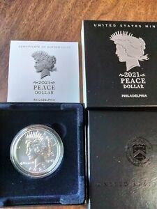 2021-P Peace Silver Dollar, original packaging, highly collectible, LAST ONE!