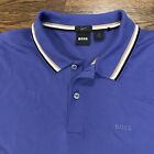 HUGO Mens Polo Shirt size L Purple Stretch Slim Fit Short Sleeve Spellout Logo