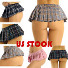 US Sexy Women's Mini Pleat Skirt Schoolgirl Micro Short Dress Role Play Clubwear