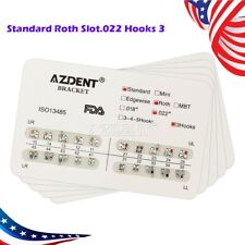 50X AZDENT Dental Metal Brackets Brace Standard Roth Slot.022 Hooks 3 Orthodonic