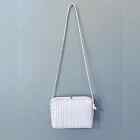 CEM Women's Genuine Leather Handbag Weave Crossbody Purse Bag White zip