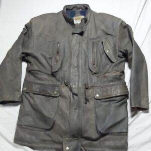 Vintage PHASE 2 Bomber Leather Jacket Men XL Flight Motorcycle Dark Olive Green
