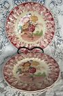 Royal Doulton Pinkish Red Floral Transfer Ware Dinner Plates Set of 4 Excellent