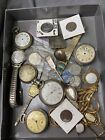 New Listingjunk drawer lot watches coins medals sterling spoon pocket watch