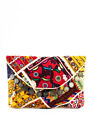 Cindigindi Womens Fabric Beaded Embroidered Envelop Clutch Yellow Handbag