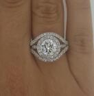 2.25 Ct Multi Row Halo Round Cut Diamond Engagement Ring I1 E White Gold 14k