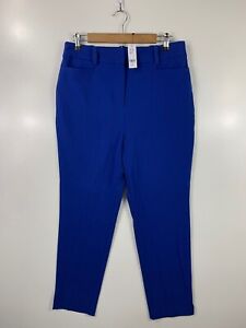 NY&C Women's Pants Size 10 Tall Solid Blue Straight Ankle Stretch Career Casual