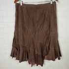 Newport News Womens Leather Midi Skirt Size 16 Asymmetrical Suede Western NEW
