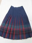Vintage Pendleton Wool Pleated Skirt Navy Blue Tartan 26