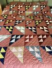 New ListingVintage Quilt, Hand Quilted, Triangle Pattern, Bedroom Decor 62” x 80”