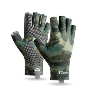 Unisex Fingerless Fishing Gloves Ice Silk Sun Protection Gloves Non-Slip Grip