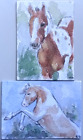New ListingACEO Original Painting 2 Pcs Lot Art Card Horse# Hand Painted 2.5x3.5