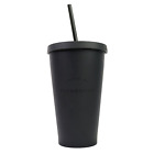 Starbucks Spellout Logo Matte Black Cold Cup with Straw Travel Tumbler 16oz