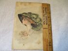 Antique Painting M Clarke 1909 Victorian Woman Gibson Style Watercolor Pencil