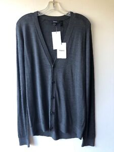 Theory Mens Grey Cardigan 5 Button No Pockets Light Weight size M Silk/Cashmere