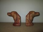 Vintage Golden Retriever Hunting Dog Head Pair Of 2 Brown Stone Bookends