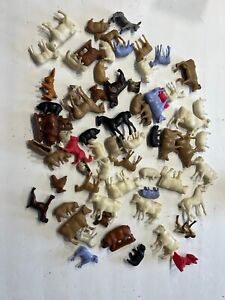 HUGE GROUP vintage plastic FARM ANIMALS 1970? cows chickens pigs donkey horses +