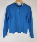 Lord & Taylor Two Ply 100% Cashmere Women's Size M Crew Neck Blue Cardigan
