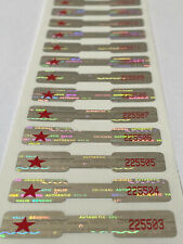 100-HOLOGRAM DOGBONE SECURITY LABELS STICKERS SEALS-RED STAR-NUMBERING
