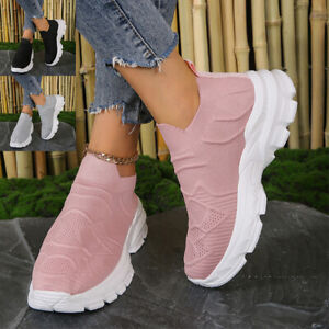 Fashion Women Casual Platform Chunky Sneakers Mesh Breathable Walking Shoes