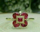 2.50CT Princess Lab-Created Red Ruby Diamond Women's Ring 14K Yellow Gold Plated