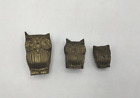 Vintage Brass Owl Family Trio Set of 3 Figurines Paperweight Solid Brass