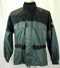 FIRST GEAR MOTORCYCLE PACKABLE RAIN JACKET GRAY/GREEN/BLACK SIZE L VGC!
