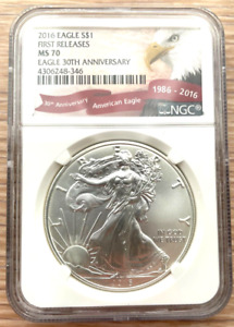 2016 Eagle S$1 First Releases MS70 Eagle 30th Anniversary 1986-2016 NGC