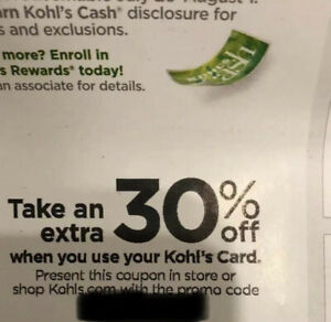 Kohl’s Coupon 30% Off Kohls Credit Card need Store Online one time use 3/21-3/30