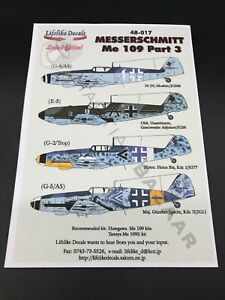 Lifelike Decals 1/48 48-017 Messerschmitt Me 109 Part 3 (Canadian Seller)