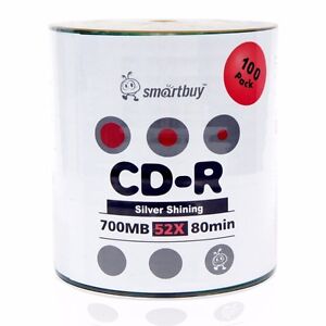 Smartbuy CD-R 52X 700MB/80Min Shiny Silver (Non-Printable) Blank Recordable Disc