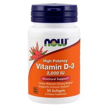 NOW Foods Vitamin D-3, 2000 IU, 30 Softgels