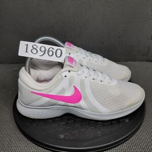 Nike Revolution 4 Running Shoes Womens Sz 7.5 White Pink Trainers Sneakers
